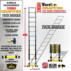 MODELE EXPO - ECHELLE WOERTHER, GRAFITEK AVEC BARRE STABILISATRICE 3M80