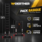 Echelle t&eacute;lescopique 3m80 Grafitek avec barres stabilisatrices