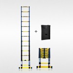 Echelle t&eacute;lescopique 3m80 Grafitek avec barres stabilisatrice + Housse