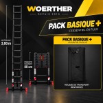 Echelle télescopique 3m80 Grafitek avec barres stabilisatrice + Housse