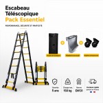ECHELLE ESCABEAU DOUBLE FONCTIONS WOERTHER, MODÈLE Grafitek 5M/2M50 | Pack Essentiel