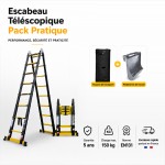 ECHELLE ESCABEAU 2 FONCTIONS WOERTHER, MOD&Egrave;LE Grafitek 5M/2M50 | Pack Pratique