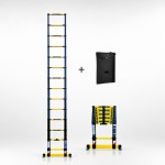 Echelle télescopique 4m40 Grafitek avec sa barre stabilisatrice + Housse