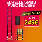  VENTE FLASH - ÉCHELLE WOERTHER, GRAFITEK AVEC BARRE STABILISATRICE 5M20 AVEC HOUSSE