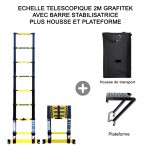 ECHELLE 2M PRO GRAFITEK AVEC BARRE STABILISATRICE, AVEC HOUSSE ET PLATEFORME