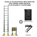 ECHELLE 3M20 PRO GRAFITEK AVEC BARRE STABILISATRICE + HOUSSE ET PLATEFORME