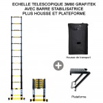 ECHELLE 3M80 GRAFITEK AVEC SA BARRE STABILISATRICE, AVEC HOUSSE ET PLATEFORME