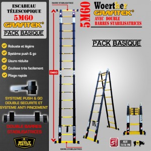 Echelle-escabeau 5m60-2m80 Grafitek Double barres Neuve