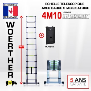 ECHELLE 4M10 AVEC BARRE STABILISATRICE AVEC HOUSSE