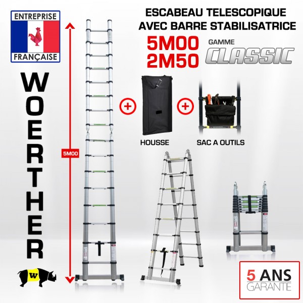 nouvelles gamme d'échelles-escabeaux télescopiques Woerther 
