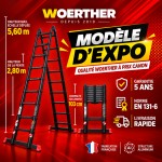 Escabeau t&eacute;lescopique Woerther Grafitek 5m60 - Mod&egrave;le d&rsquo;exposition