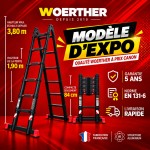 Escabeau t&eacute;lescopique Woerther Grafitek 3m80 - Mod&egrave;le d&rsquo;exposition